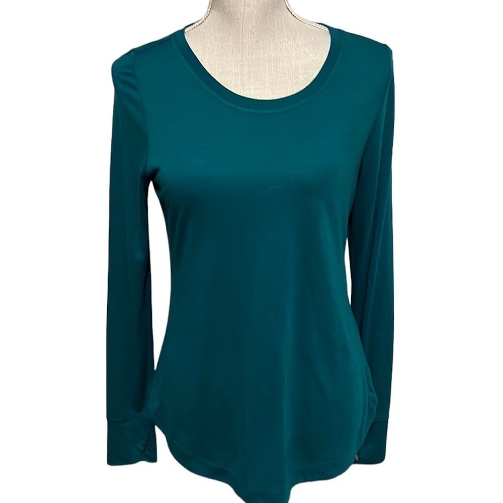 Zelos long sleeve pullover top, deep blue green. sz XS